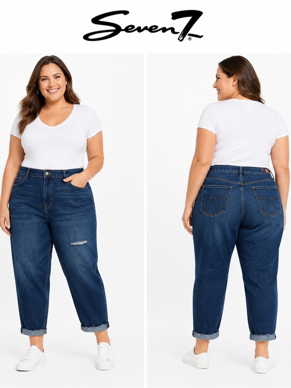 Seven7 The Marilyn Relaxed High Waisted Boyfriend Distressed Jeans NWT 16